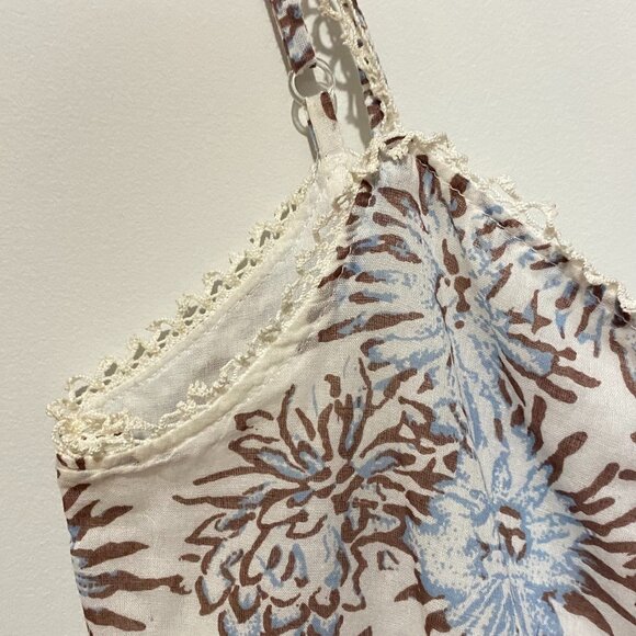 Vintage Y2K Guess Camisole Top Blue Paisley Brown Floral Lace Babydoll Cotton - Picture 5 of 16
